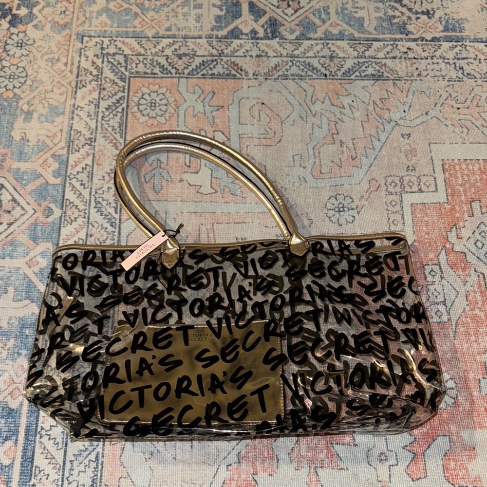 Victoria's Secret Black and Gold Cosmetic Bag